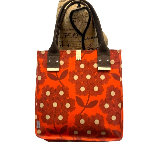 Orla Kiely Bags Orla Kiely Orange Floral Coated Canvas Shoulder Bag Poshmark